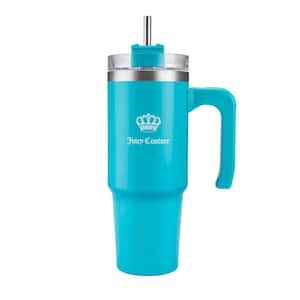 Juicy Travel Style 31.5 oz. Teal Green Stainless Steel with Slide Lid & Straw Travel Mug