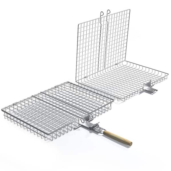 Sorbus Grill Basket Stainless Steel, Large Folding BBQ Basket with Handle for Fish, Veggies - 2 Pack
