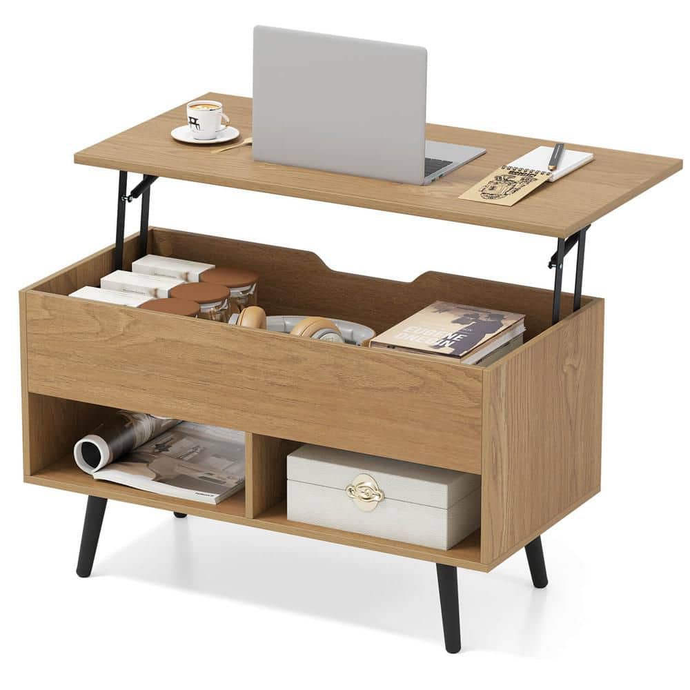 31.5 in. Natural Rectangle Particle Board Lift Top CoffeeTable ModernTable with Hidden Compartment Wood Legs For Home price history on PriceWatchPro