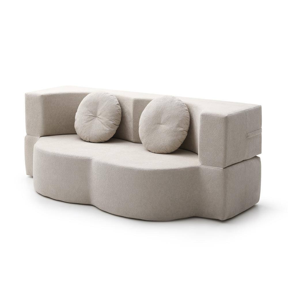 57 in. Khaki Cotton Linen Twin Size Sofa Bed with Pillow, Foam Folding Sleeper for Living Room price history on PriceWatchPro