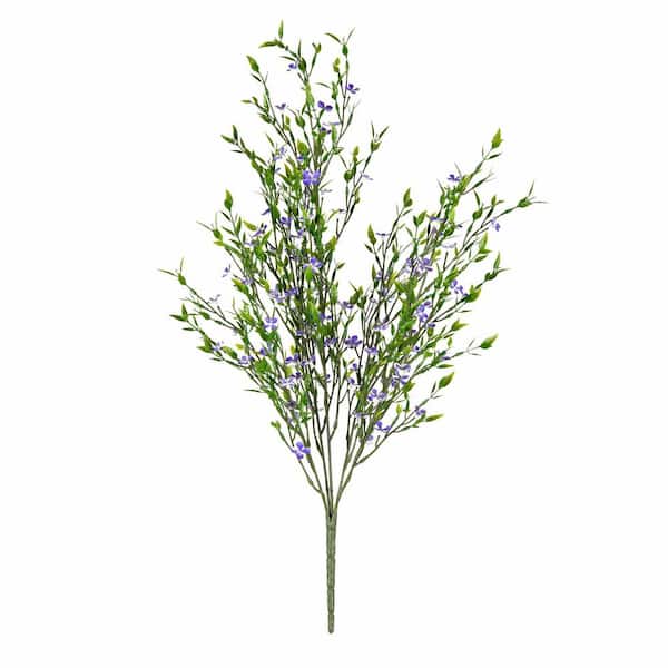 Vickerman 22 in. Purple Artificial Bush with Mini Mixed Flowers and Greenery Floral Arrangement
