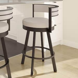 Browser 26 in. Cream Faux Leather / Dark Brown Metal Swivel Counter Stool