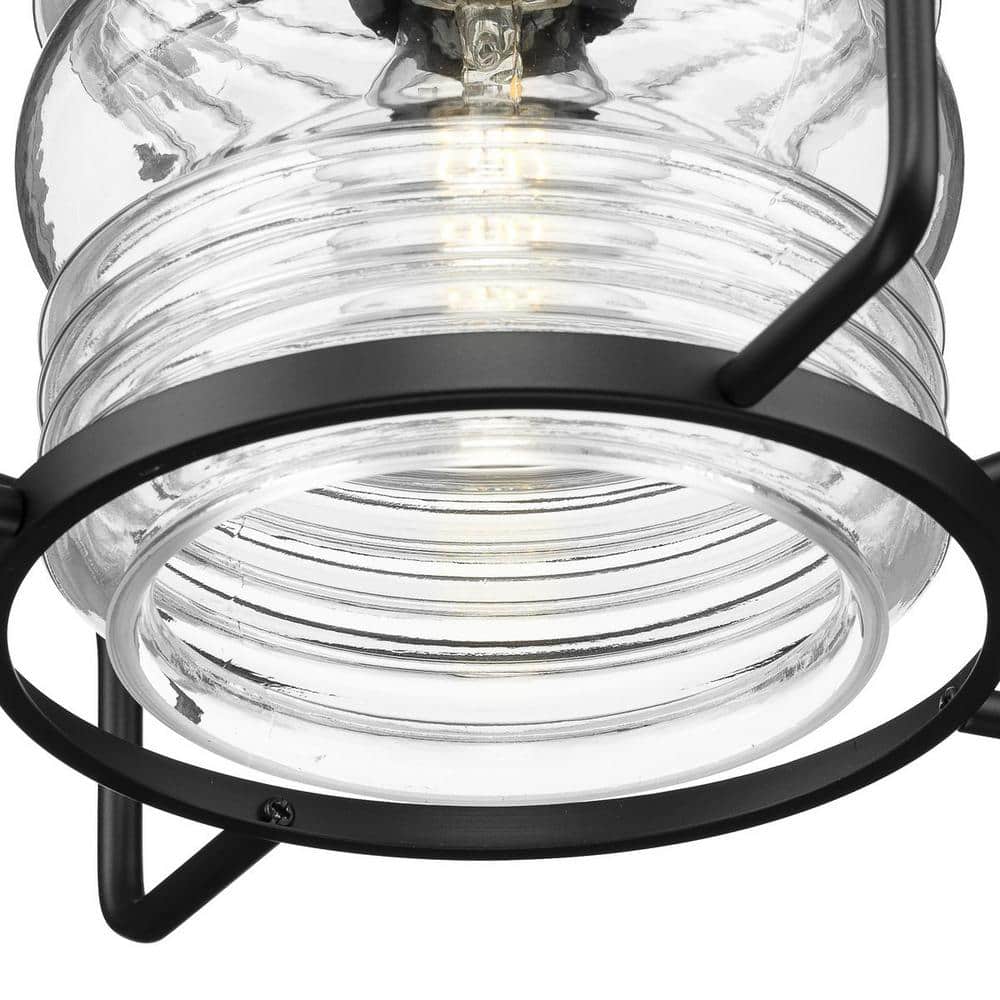 Keegan 13" Matte Black Glass Outdoor Hanging Lantern