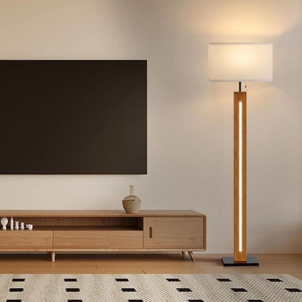 Rottogoon 59 in. Farmhouse Wooden Floor Lamp built-in LED beads,3
