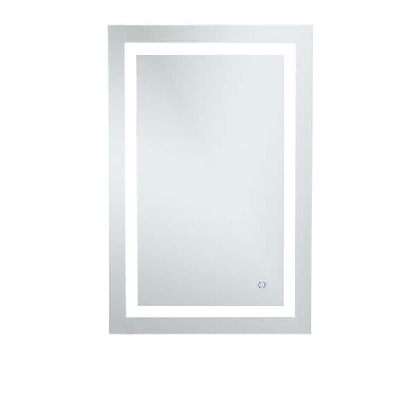 Unbranded Timeless Home 24 in. W x 36 in. H Rectangle Frameless Silver LED Mirror