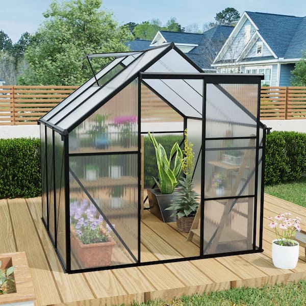 75 in. W x 75 in. D x 77 in. H Aluminum Heavy Duty Black Greenhouse
