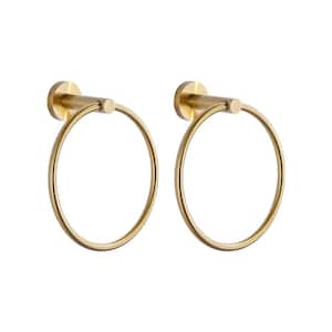 Brushed Gold Wall Mounted Double Towel Rings in Stainless Steel
