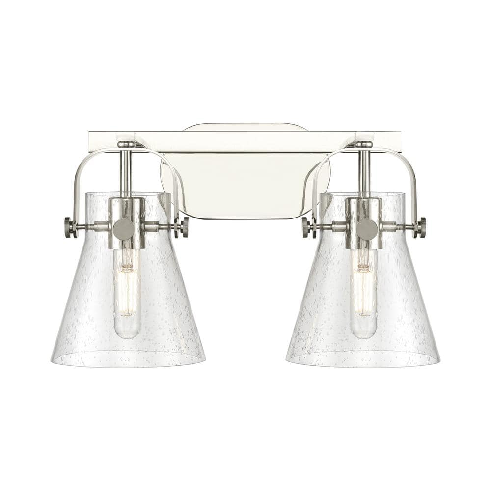 Pilaster II Cone 17 in. 2-Light Polished Nickel Vanity Light with Glass Shade price history on PriceWatchPro