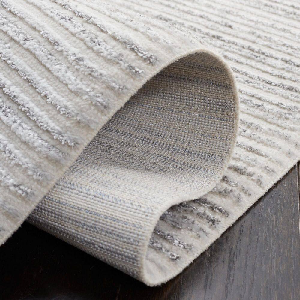 Mirage Ivory and Grey Hand-Knotted Wool Area Rug
