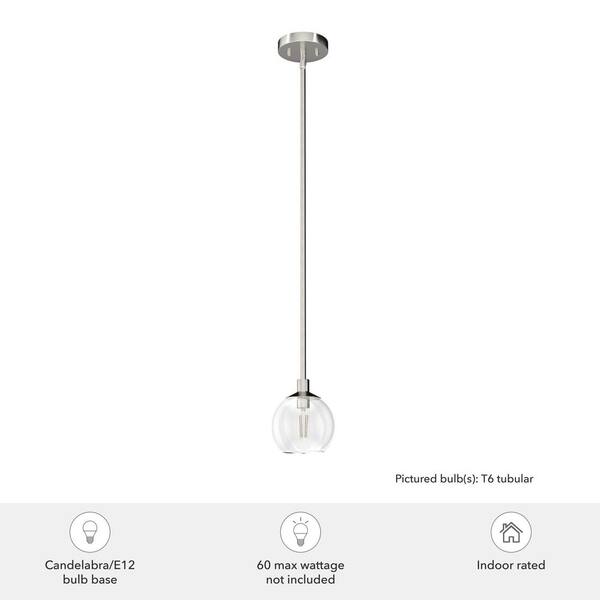 Hunter - Xidane 1-Light Brushed Nickel Island Mini Pendant Light with Clear Glass Shade