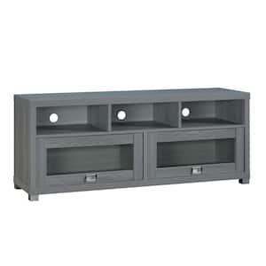 57.25 in. Gray TV Stand Fits TV's up to 75 in. with Three Open Shelves