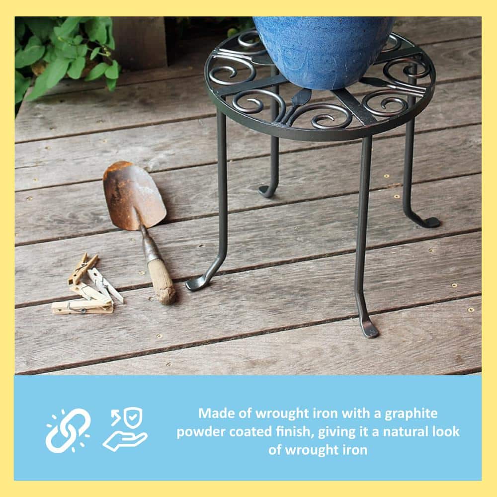 Graphite Wrought Iron Round Trivet Plant Stand