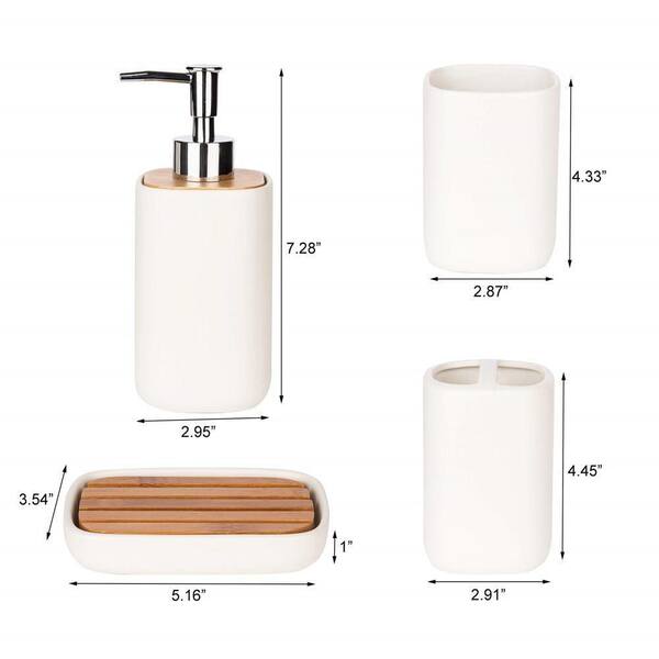 Dracelo 4-Piece Bathroom Accessory Set with Soap Dispenser, Bathroom Jars,  Toothbrush Cup, Brush Holder in Crystal White B08CQKQMJK - The Home Depot