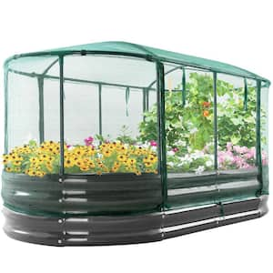 71 in. L x 35.5 in. W x 32 in. H Square Black Outdoor Metal Galvanized Raised Garden Bed, Ground Planter Box