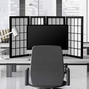 2 ft. Short Desktop Window Pane Shoji Screen - Black - 4 Panels