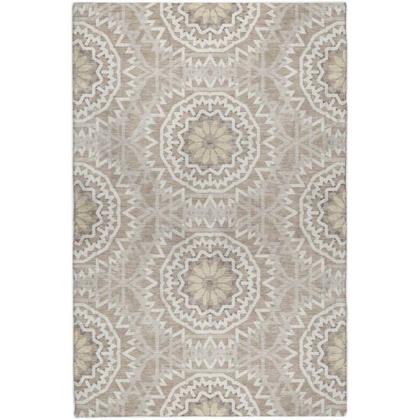 Dream Shag Premium Machine Washable Abstract ADS619 Taupe 3 ft. x 5 ft. Area Rug