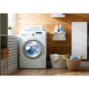 7.25 in. W Built-In Wall Steel Laundry Hamper in White