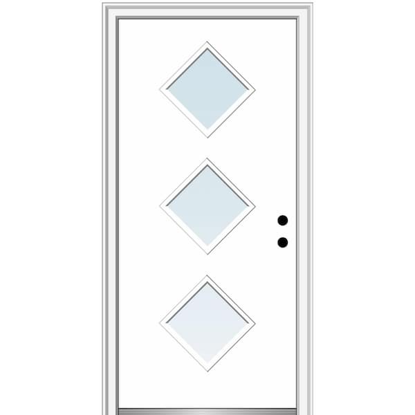MMI Door 30 in. x 80 in. Aveline Left-Hand Inswing 3-Lite Clear Low-E Modern Painted Steel Prehung Front Door on 4-9/16 in. Frame