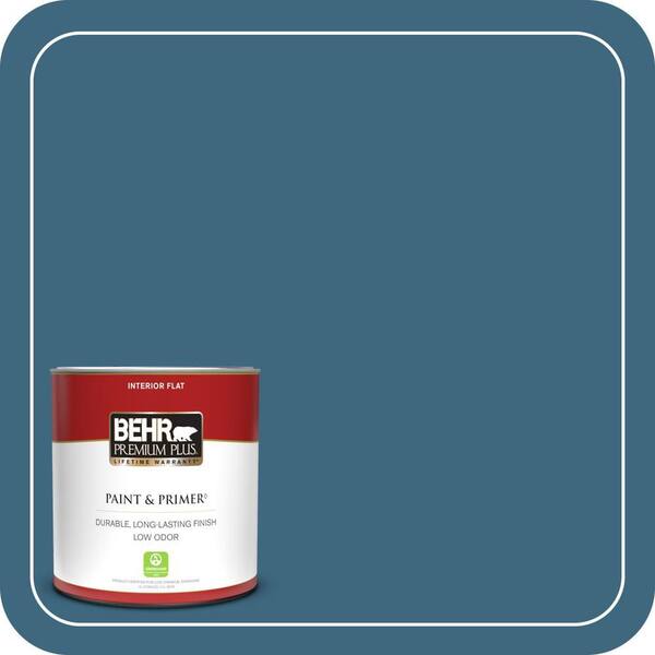 BEHR PREMIUM PLUS 1 qt. #MQ5-61 Ocean Storm Flat Low Odor Interior Paint & Primer