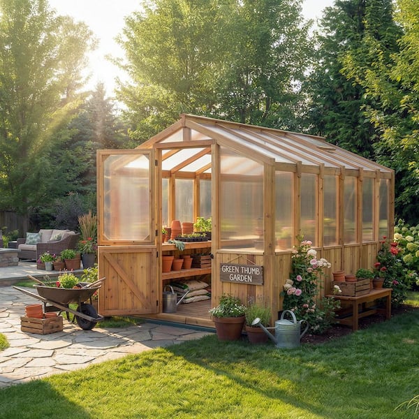 Outdoor Living Today Cedar 8 ft. x 12 ft. Greenhouse Kit GH812