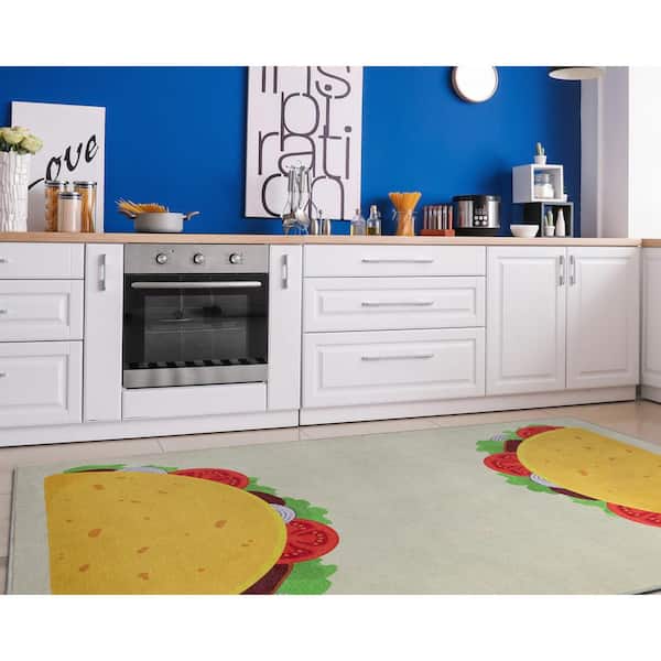 Apollo Double Taco Modern Printed Multi Yellow 5 ft. x 7 ft. Area Rug