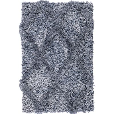 Valencia Blue Shag 2 ft. x 3 ft. Trellis Shag Area Rug