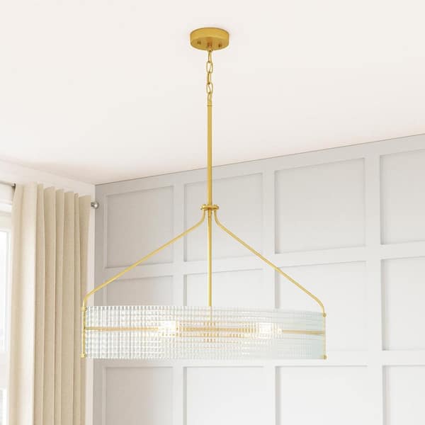 Westlyn 6-Light Brushed Brass Chandelier with Clear Optic Glass Shade