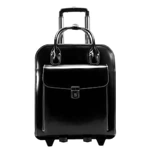 La Grange 15 in. Black Top Grain Cowhide Leather Detachable - Wheeled Laptop Briefcase