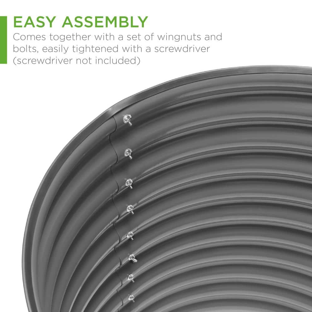 63-Inch Dark Gray Powder-Coated Steel Oval Raised Garden Bed