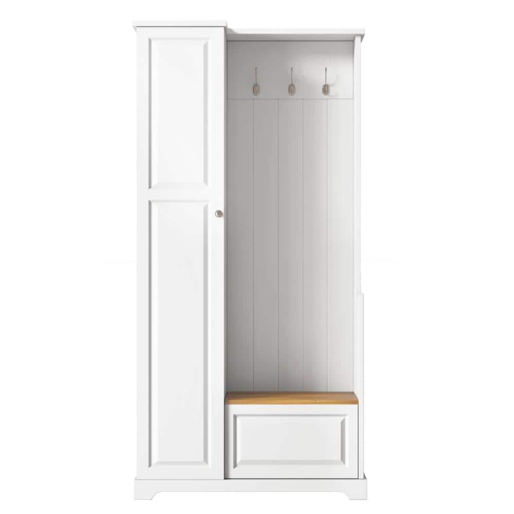 35.55 in. W x 15.24 in. D x 70.35 in. H White Linen Cabinet with GAdjustable Shelves, Hanging Hooks price history on PriceWatchPro