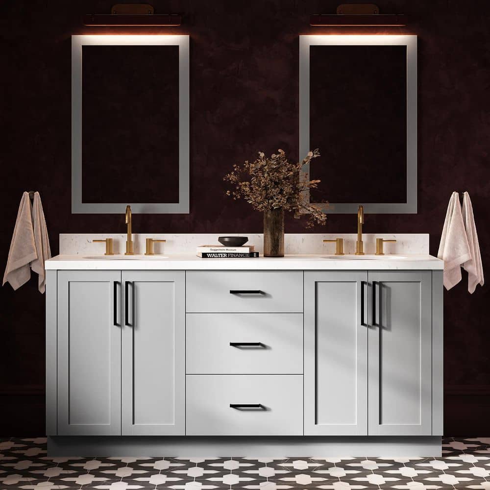 ARIEL Loren 72 in. Double Sink Freestanding Bathroom Vanity in