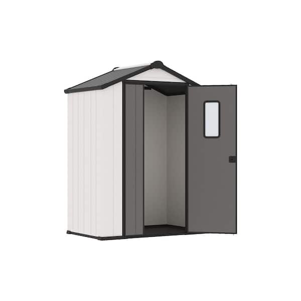 5 ft. W x 3 ft. D Resin Storage Shed with Lockable Doors, Frosted Panels, and Sloped Roof (15 sq. ft.)