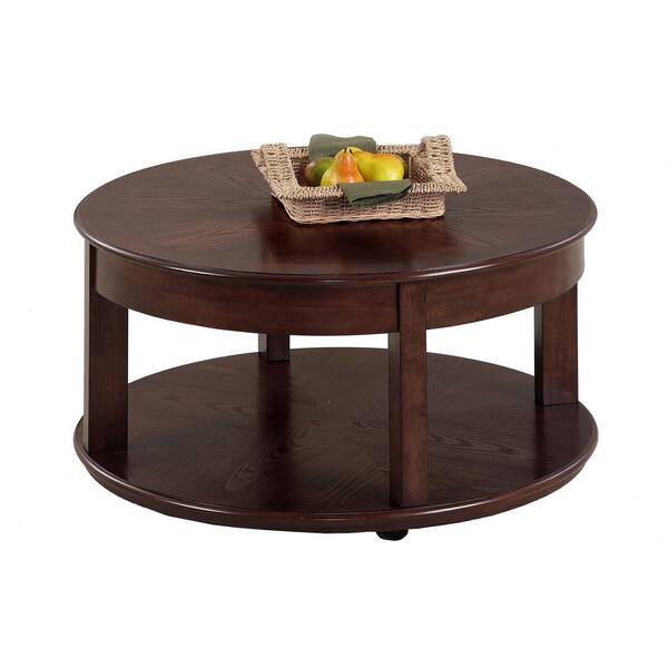 Progressive Furniture Sebring 38 in. Medium Ash Medium Round Wood Coffee Table with Casters