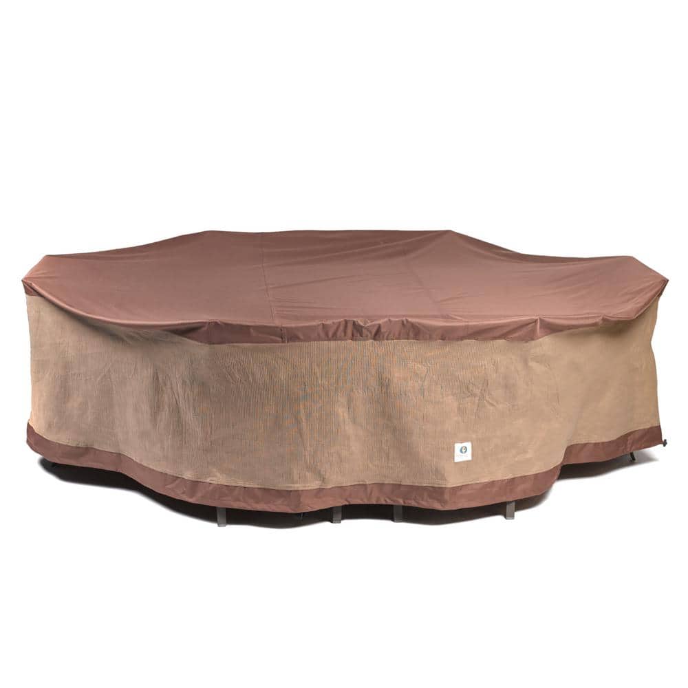 Mocha Cappuccino Waterproof Rectangular Patio Table Cover with Straps