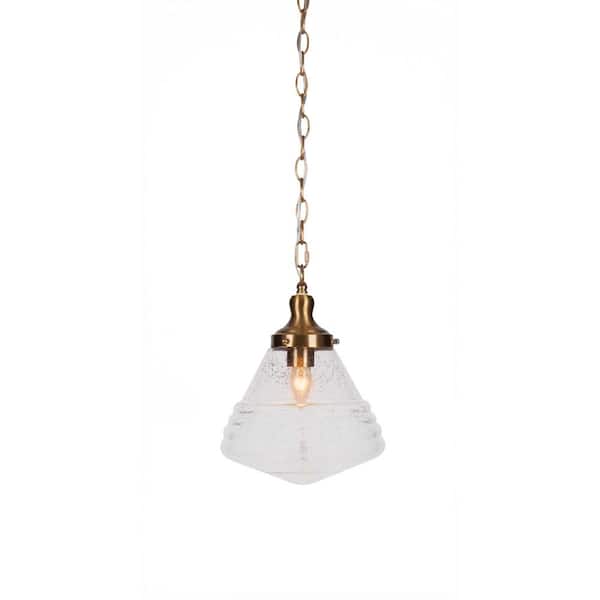 Unbranded Alton 60-Watt 1-Light New Age Brass Shaded Mini Pendant Light with Glass Shade