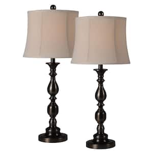Scala 29 in. Oil Rubbed Bronze Table Lamp with Beige Shade (Set of 2)