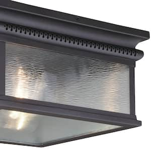 Cambridge Bronze Square Outdoor Flush Mount 2-Light Ceiling Light Clear Glass