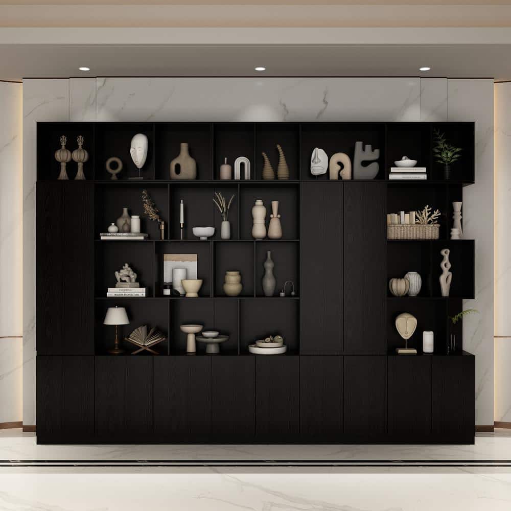 Reviews for FUFU&GAGA 86.6 in. Tall Black Wood 40Shelf Standard