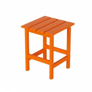 Mason 18 in. Orange Poly Plastic Fade Resistant Outdoor Patio Square Adirondack Side Table