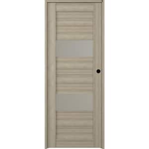 28 in. x 96 in. Vita Left-Hand Solid Core 2-Lite Frosted Glass Shambor Wood Composite Single Prehung Interior Door