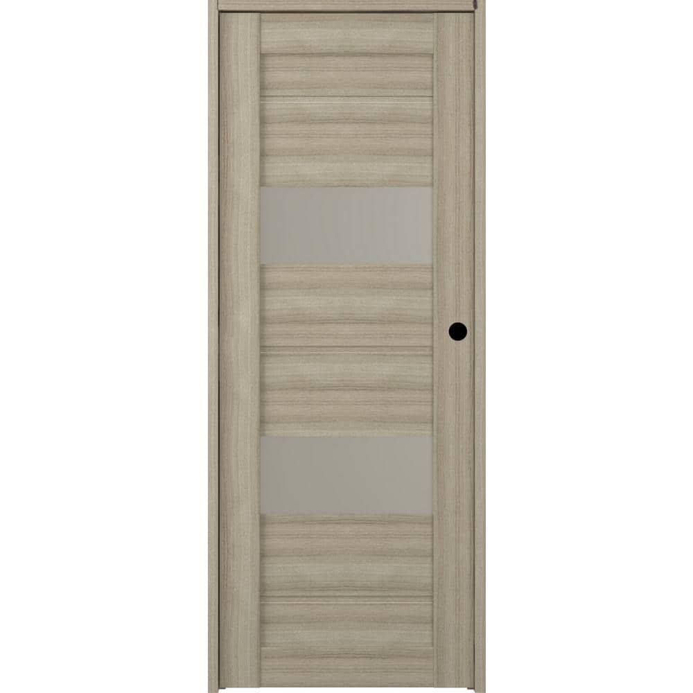 18 in. x 84 in. Vita Left-Hand Solid Core 2-Lite Frosted Glass Shambor Wood Composite Single Prehung Interior Door price history on PriceWatchPro