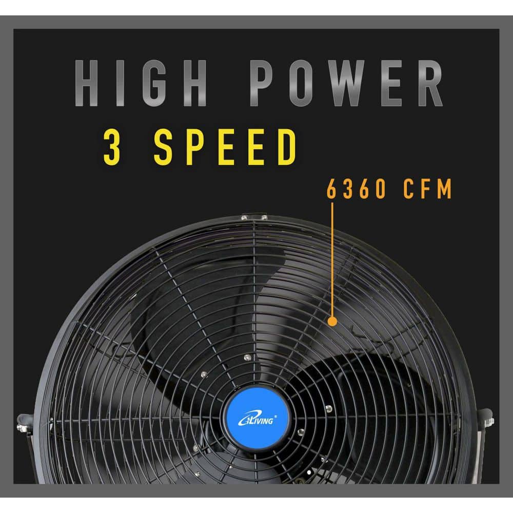 18" Black Industrial Wall Mounted Fan with Aluminum Blades