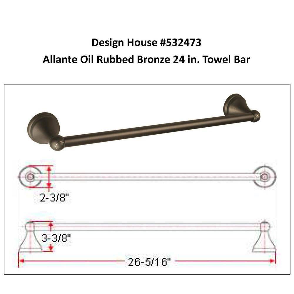 Allante 24-Inch Oil Rubbed Bronze Wall Mounted Towel Bar