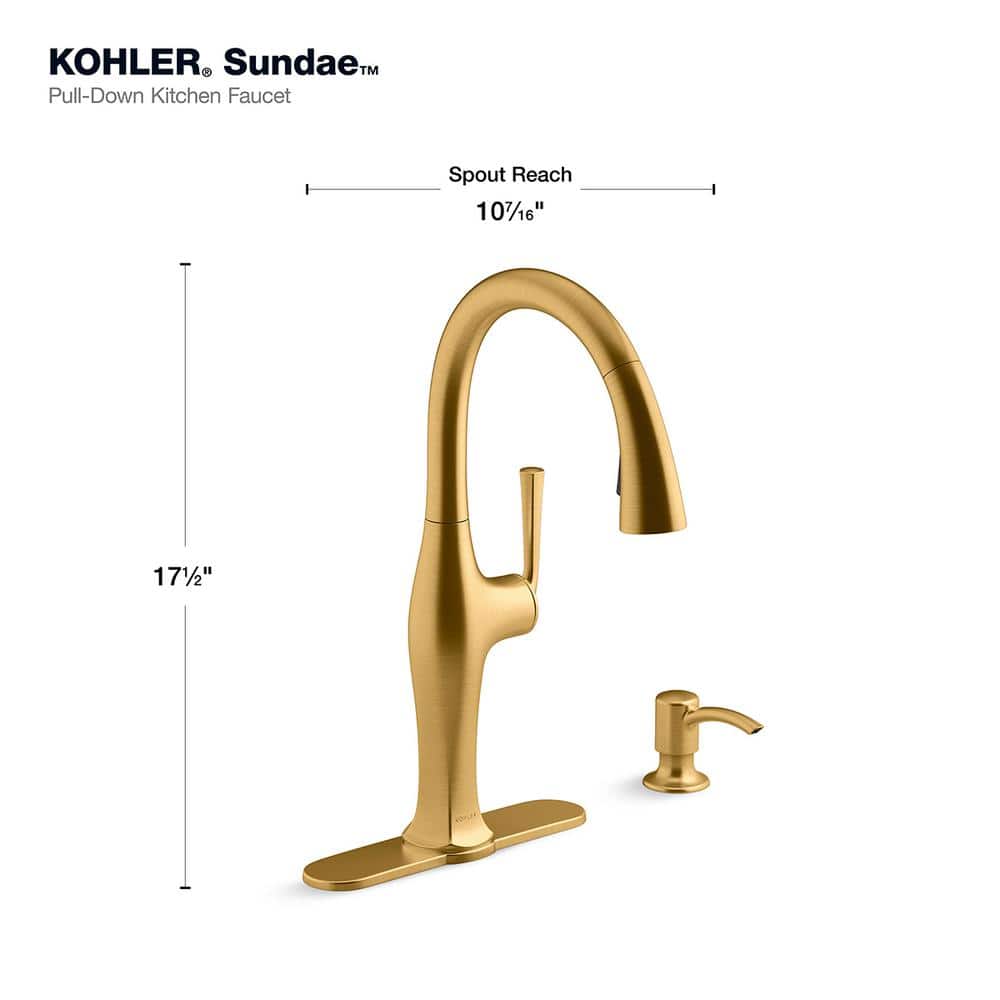 Vibrant Brushed Brass Single-Handle Pull Down Kitchen Faucet
