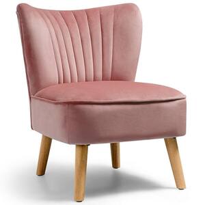 Modern Accent Armless Chair Modern Velvet Fabric Leisure Chair in Pink