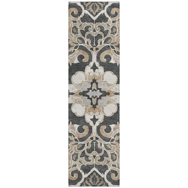 Chantille Machine Washable Indoor/Outdoor Abstract ACN1947 Charcoal 2 ft. 3 in. x 7 ft. 6 in. Runner Rug