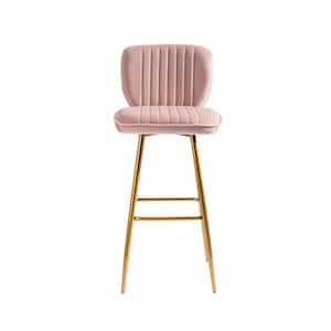 40.55 in. H Metal Pink Bar Stools with Low Back and Footrest
