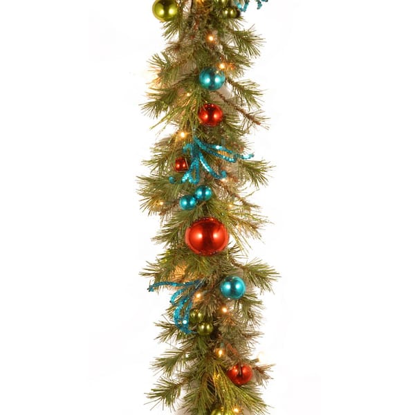Unbranded Decorative Collection 9 ft. Retro Garland with Battery Operated Warm White LED Lights