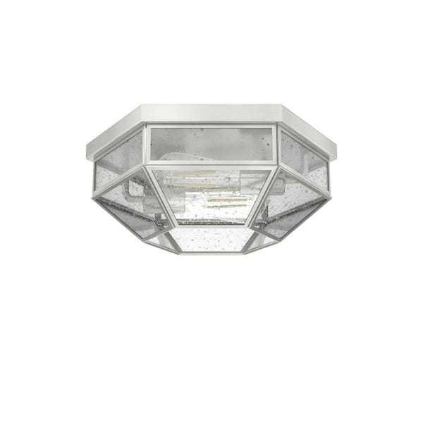 Hunter Indria 13 in. 2 Light Brushed Nickel Flush Mount Bathroom Light