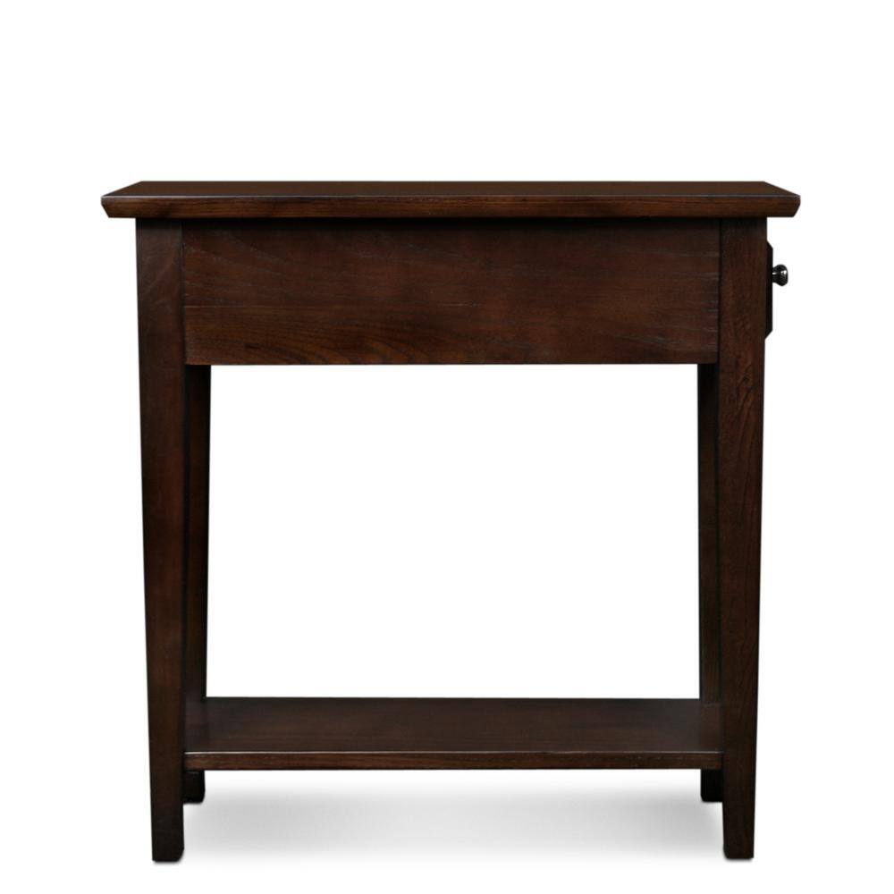 Chocolate Oak Round Side Table with Glass Top